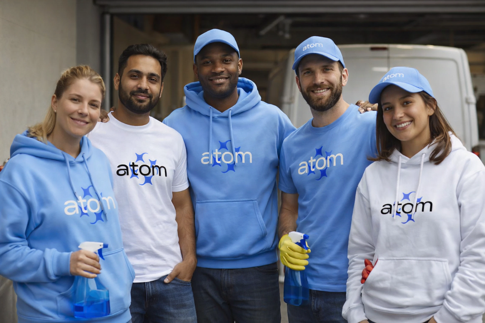 Atom Cleaning Co technicians delivering professional cleaning service in a New Jersey home
